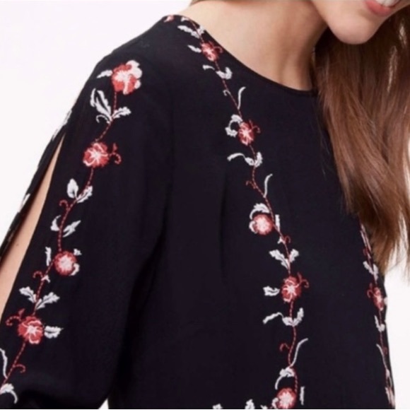 LOFT Black embroidered dress - Picture 2 of 10